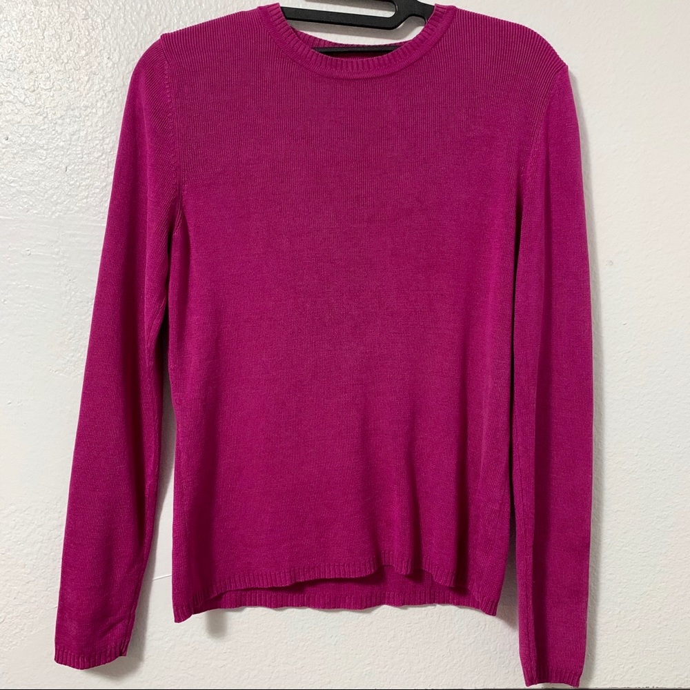 ANN TAYLOR Fuschia 100% Silk Sweater